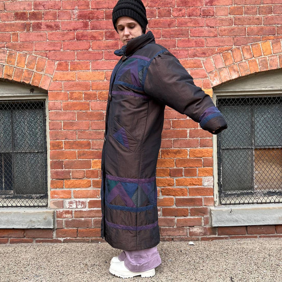 80s Long Coat MultiColored| Bust-44| Length- 48"| Modern Size Medium| VTG - Picture 2 of 3